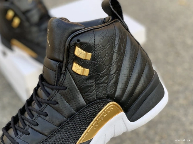 Rep Onekick 12 Black AO6068-007 'Reptile' Retro Jordan Metallic Air Gold-White 0821